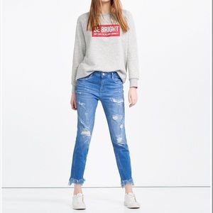 Zara Distressed Jeans with Frayed Hem
